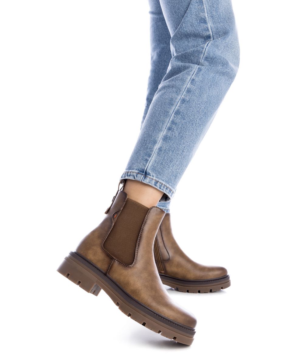 Botins Chelsea com Fecho Zip Castanho-2