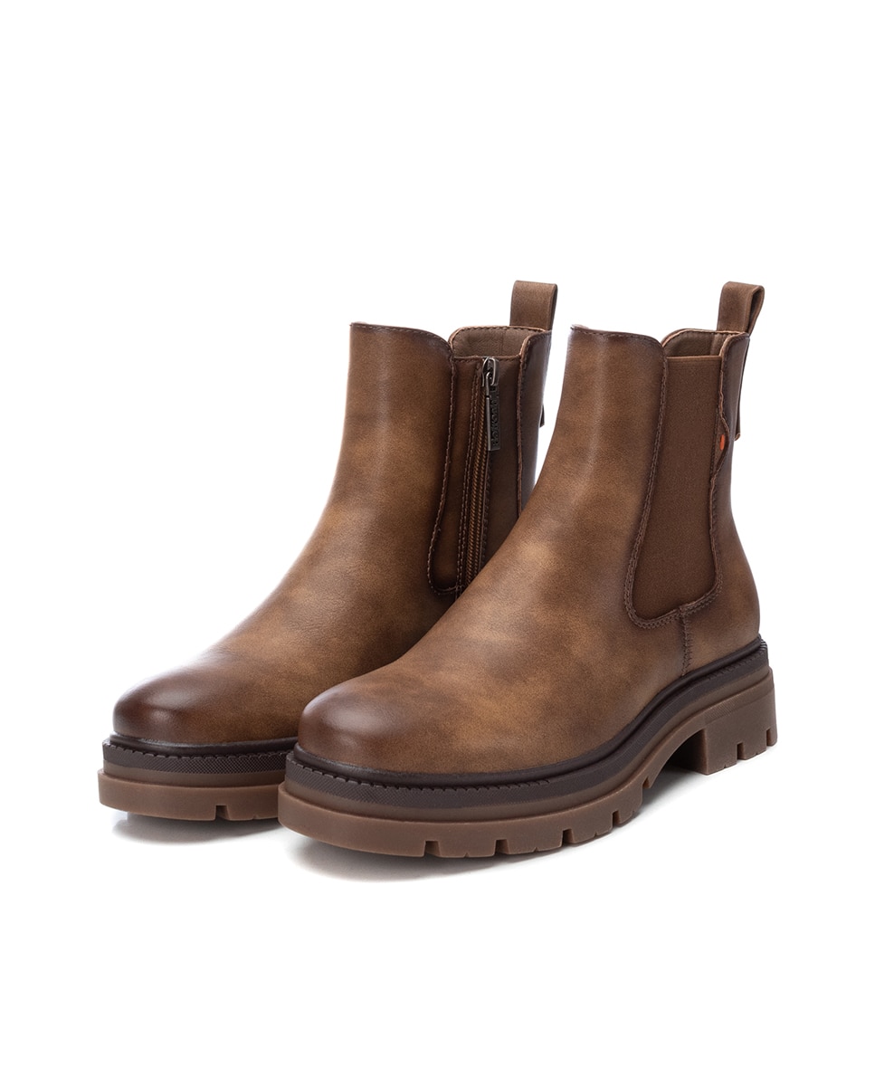 Botins Chelsea com Fecho Zip Castanho-5