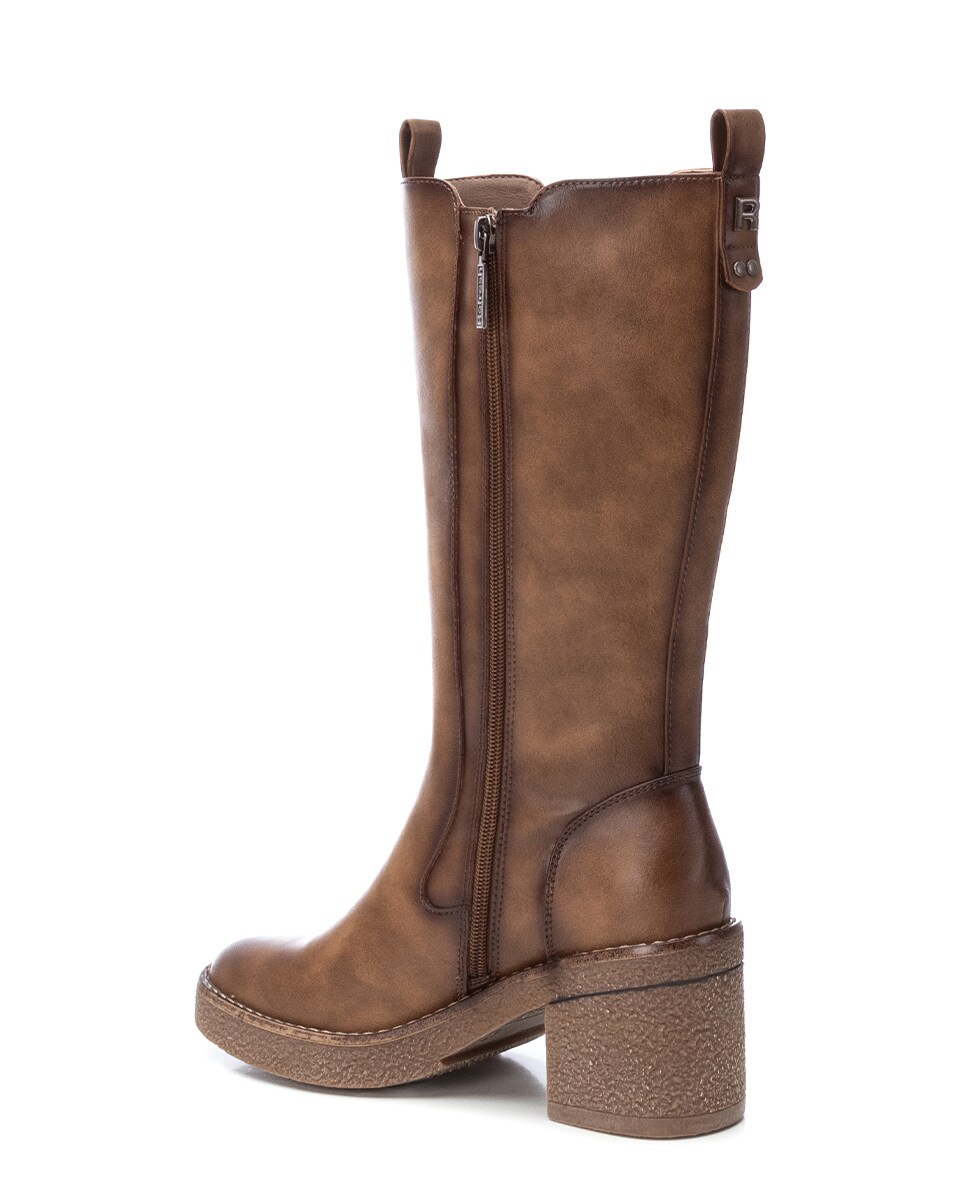 Botas de Salto Alto Largo de Borracha Castanho-4