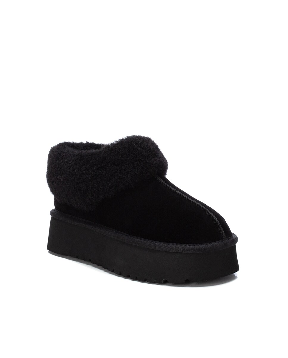 Sapatilhas de Pele com Plataforma Preto-3