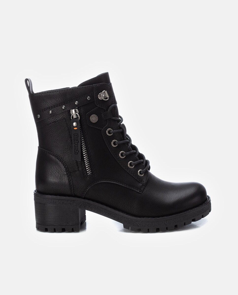 Botins com Atacadores e Fecho Zip Preto-1