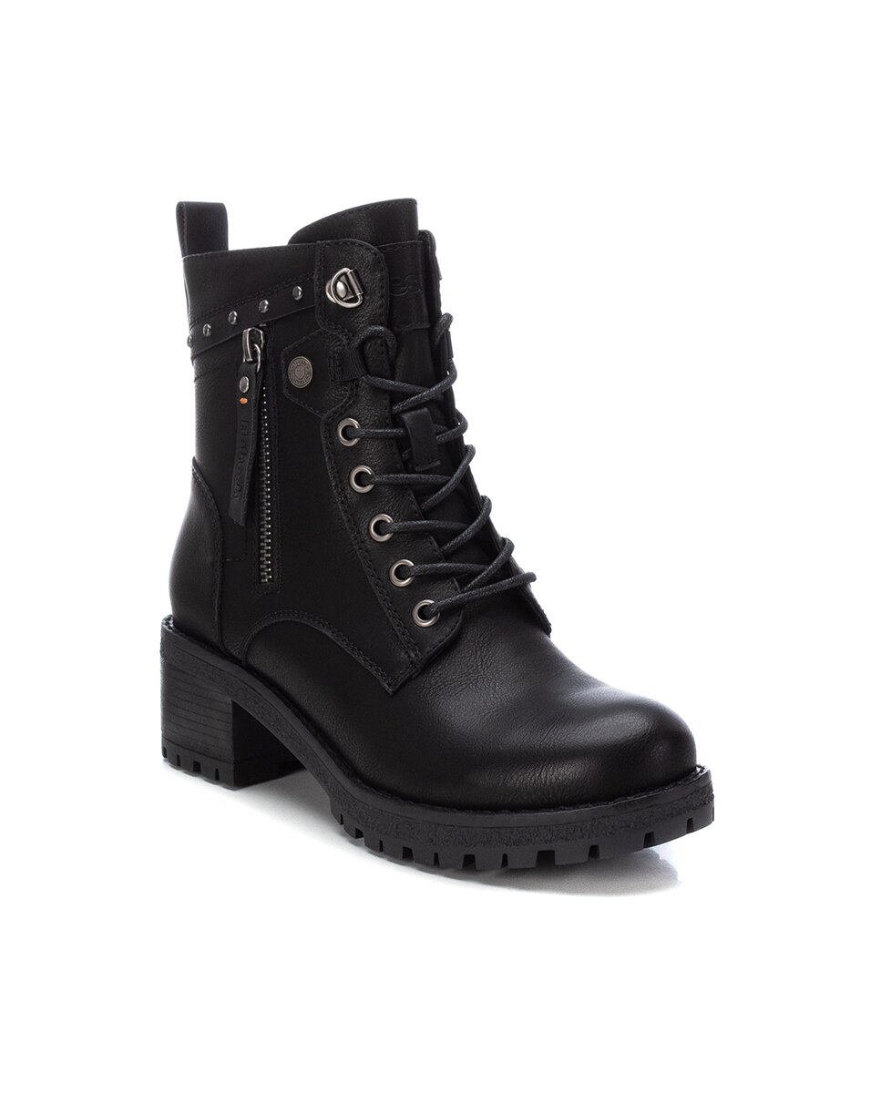 Botins com Atacadores e Fecho Zip Preto-3