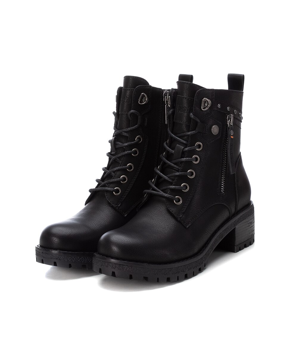 Botins com Atacadores e Fecho Zip Preto-5