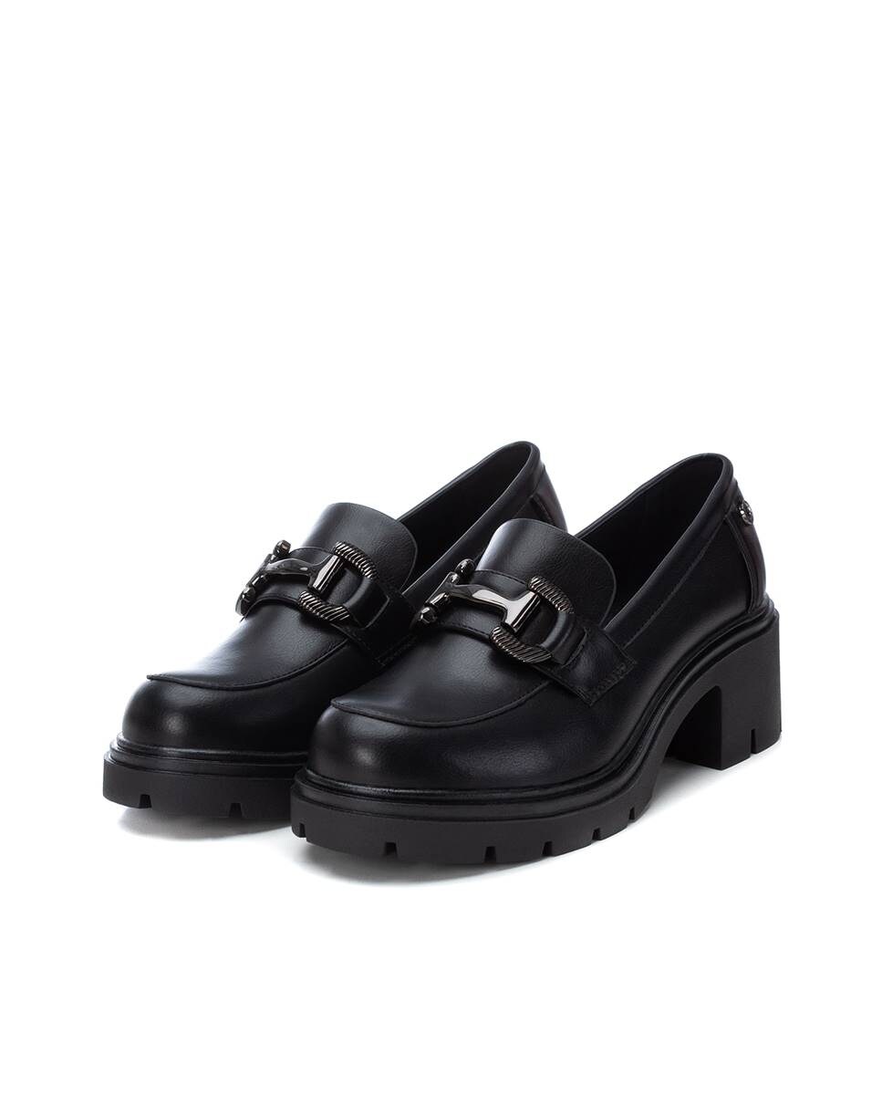 Mocassins com Salto e Corrente Decorativa Preto-5