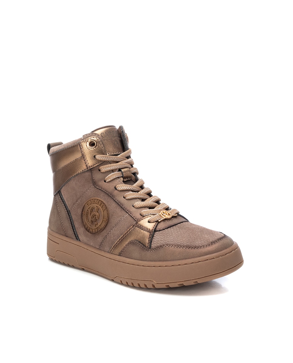 Botins de Pele com Fecho Zip Castanho-3