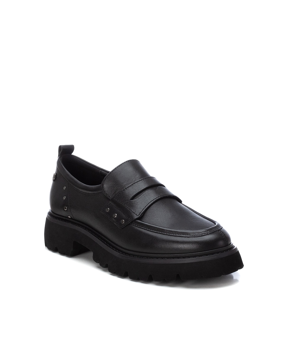 Mocassins Rasos de Pele Preto-2