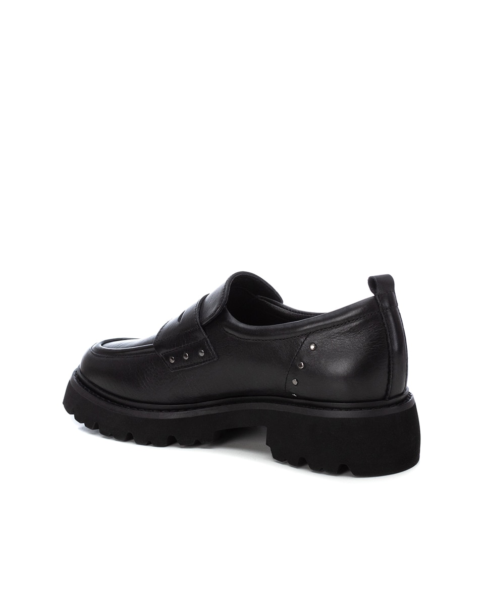 Mocassins Rasos de Pele Preto-3