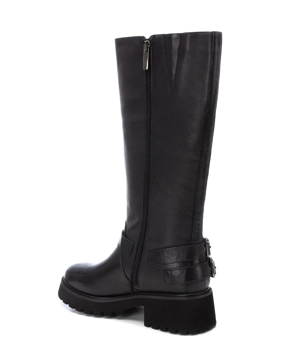 Botas com Fecho Zip de Pele Preto-3