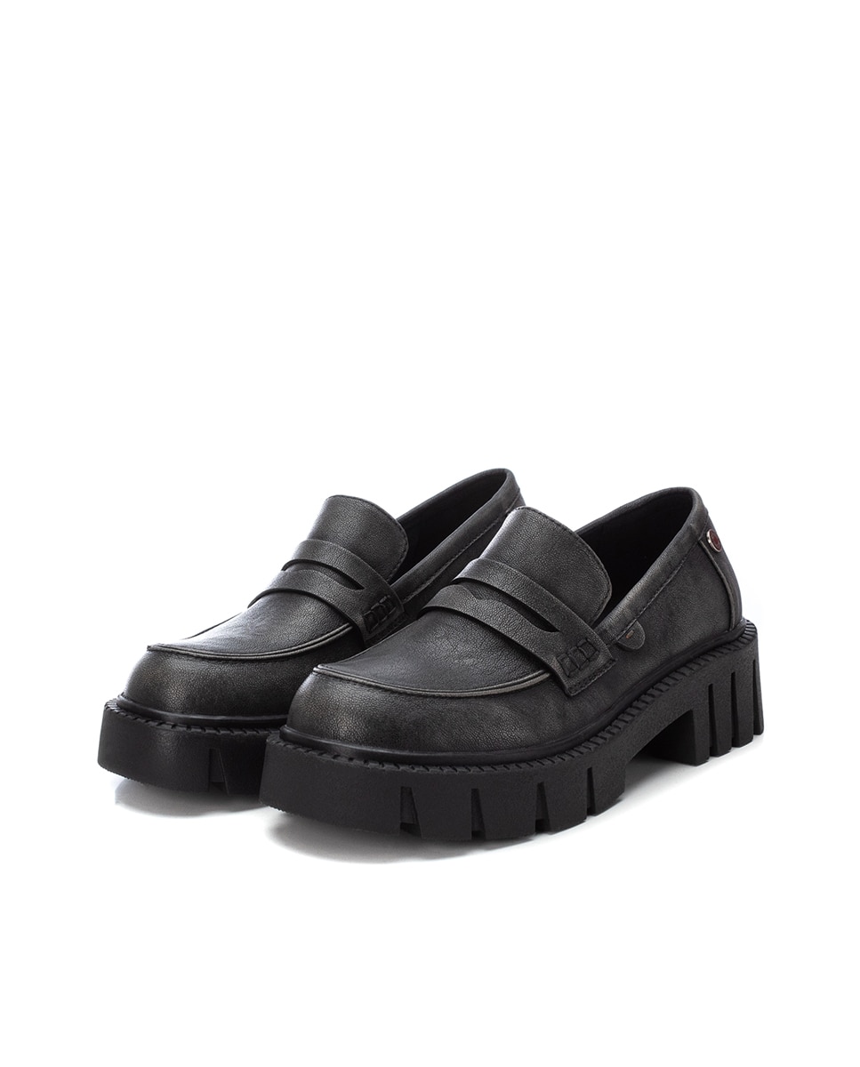 Mocassins Rasos com Sola de Borracha Cinzento-5