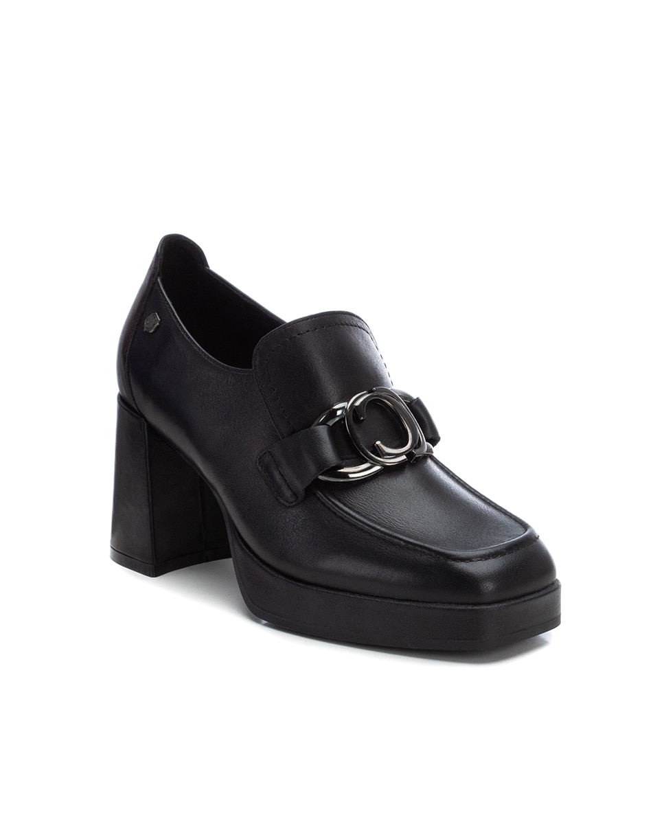 Mocassim de Pele com Salto Preto-2