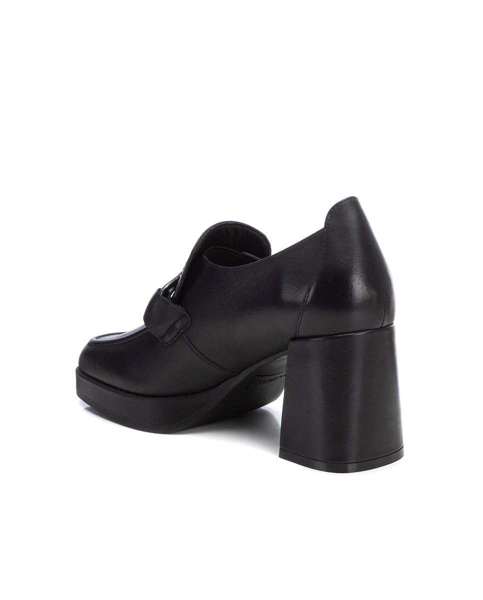Mocassim de Pele com Salto Preto-3