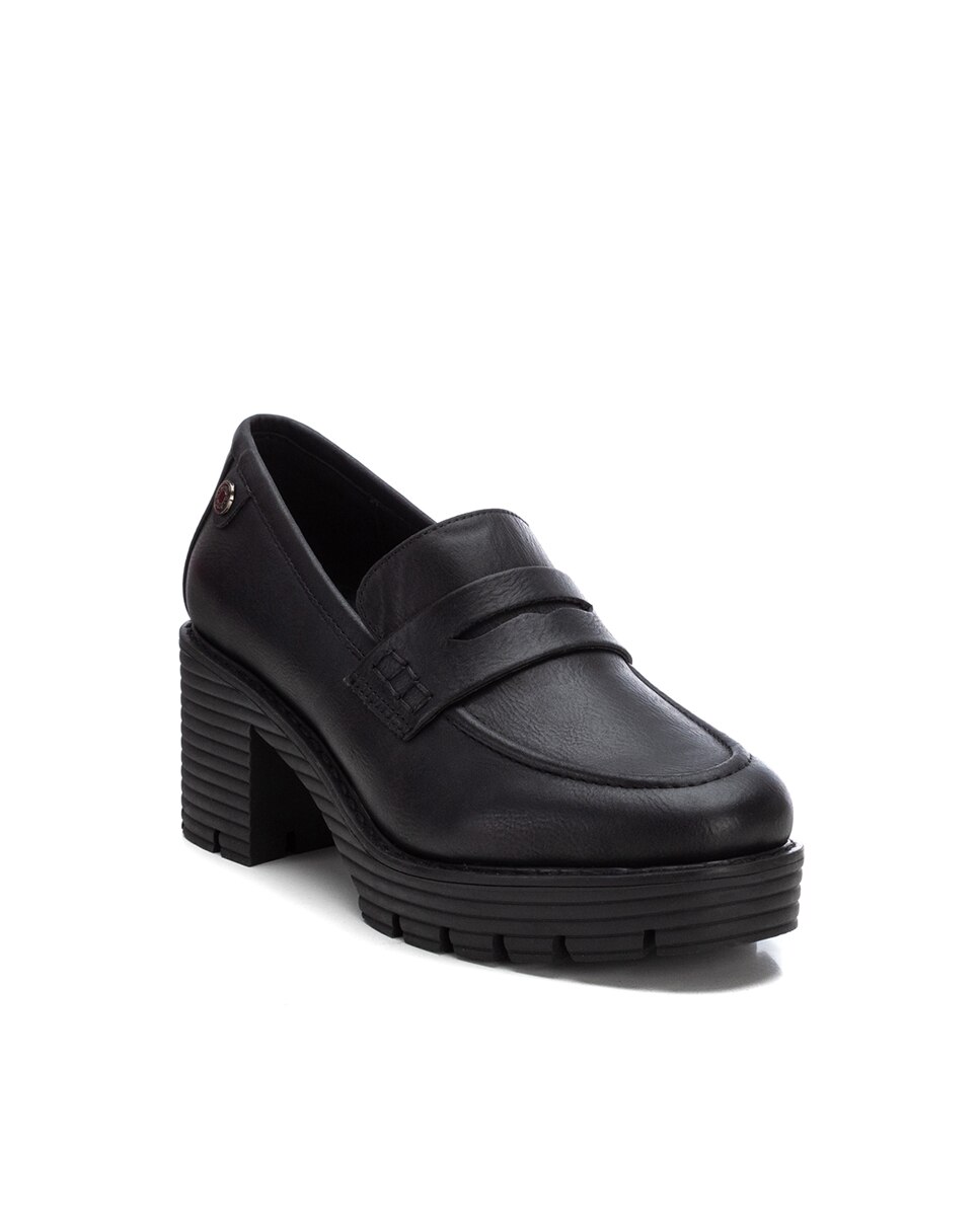 Mocassins com Salto Largo Preto-2