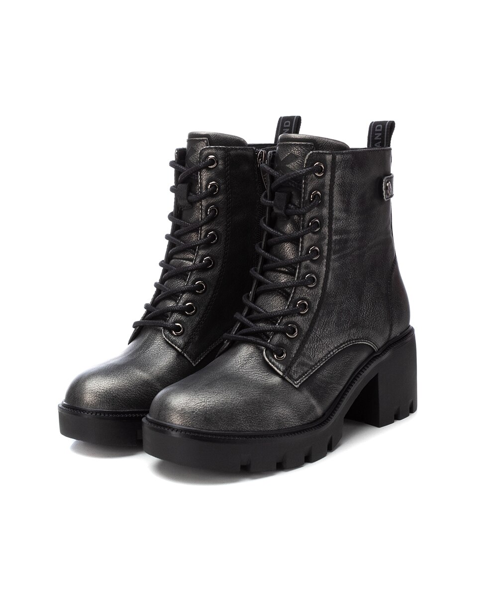 Botins com Salto e Atacadores Cinzento-4