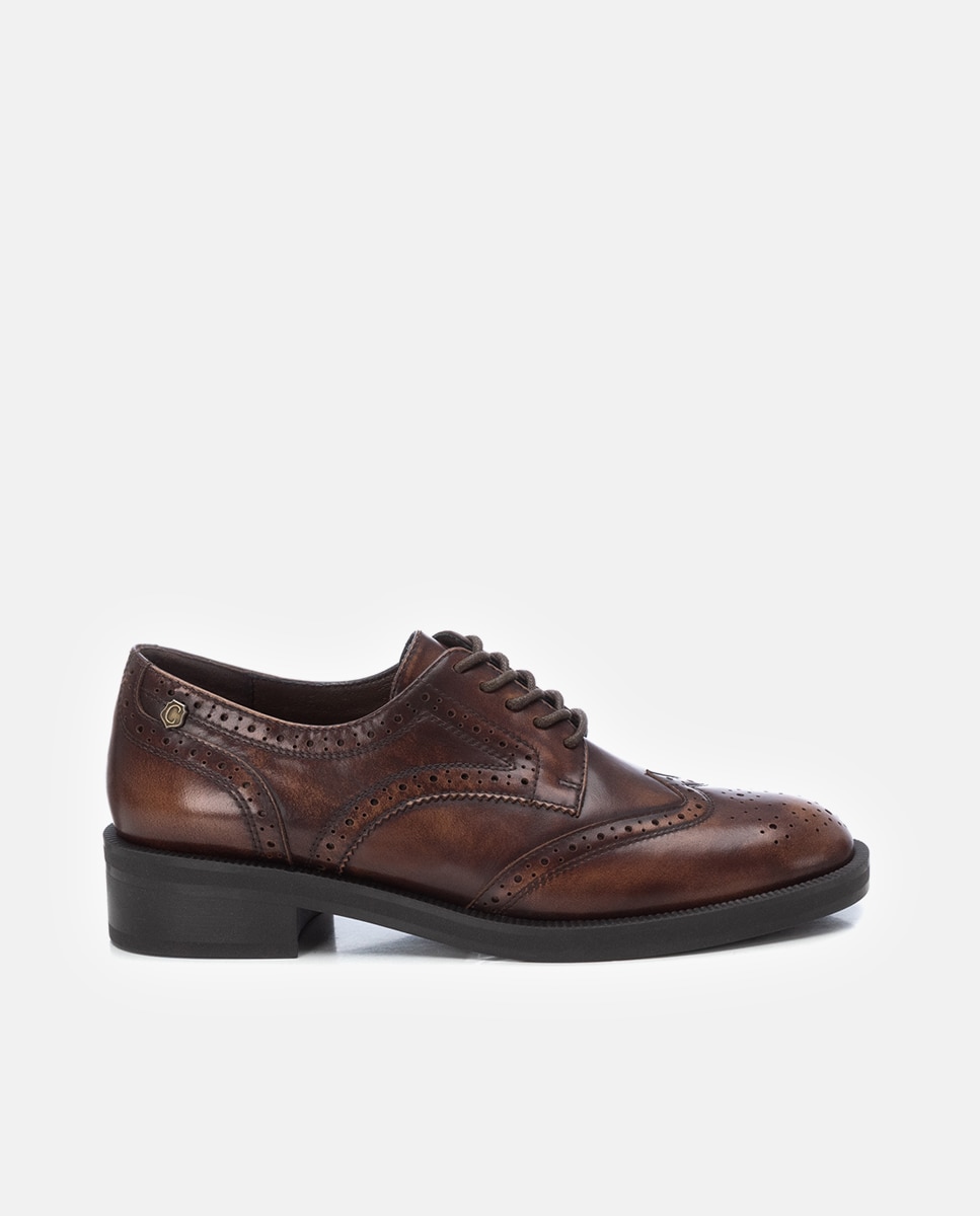 Mocassins com Cordões de Pele Castanho-1