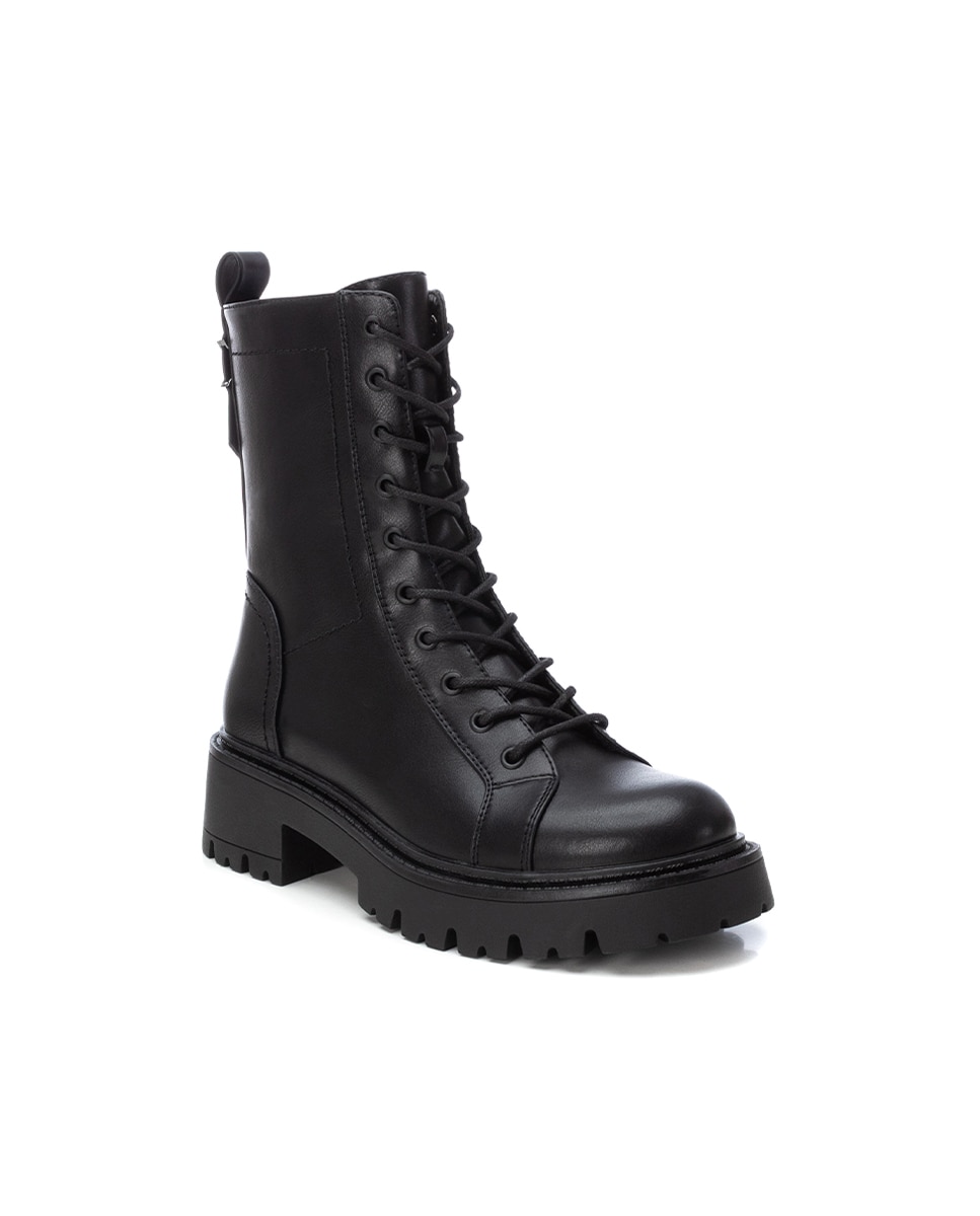 Botins com Fecho Zip e Atacadores Preto-2