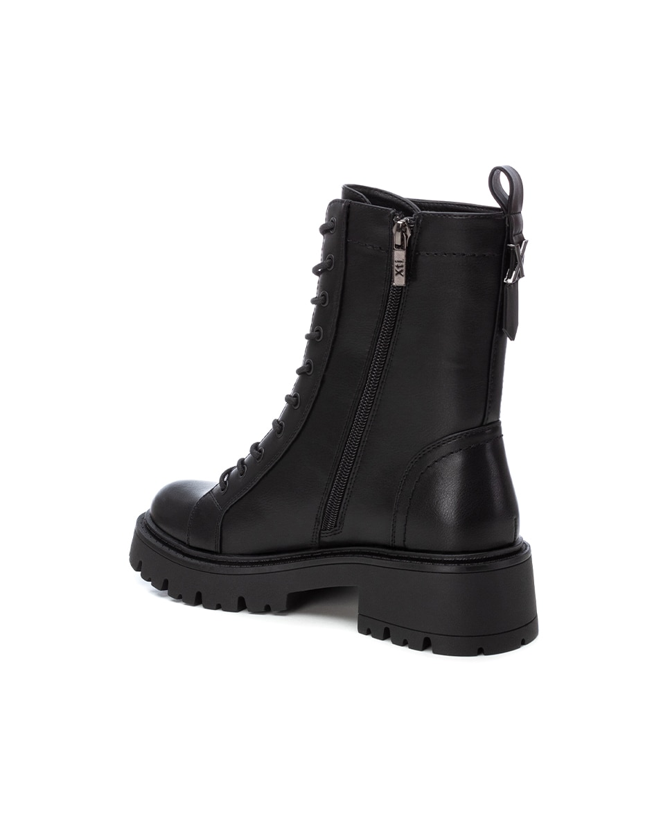 Botins com Fecho Zip e Atacadores Preto-3