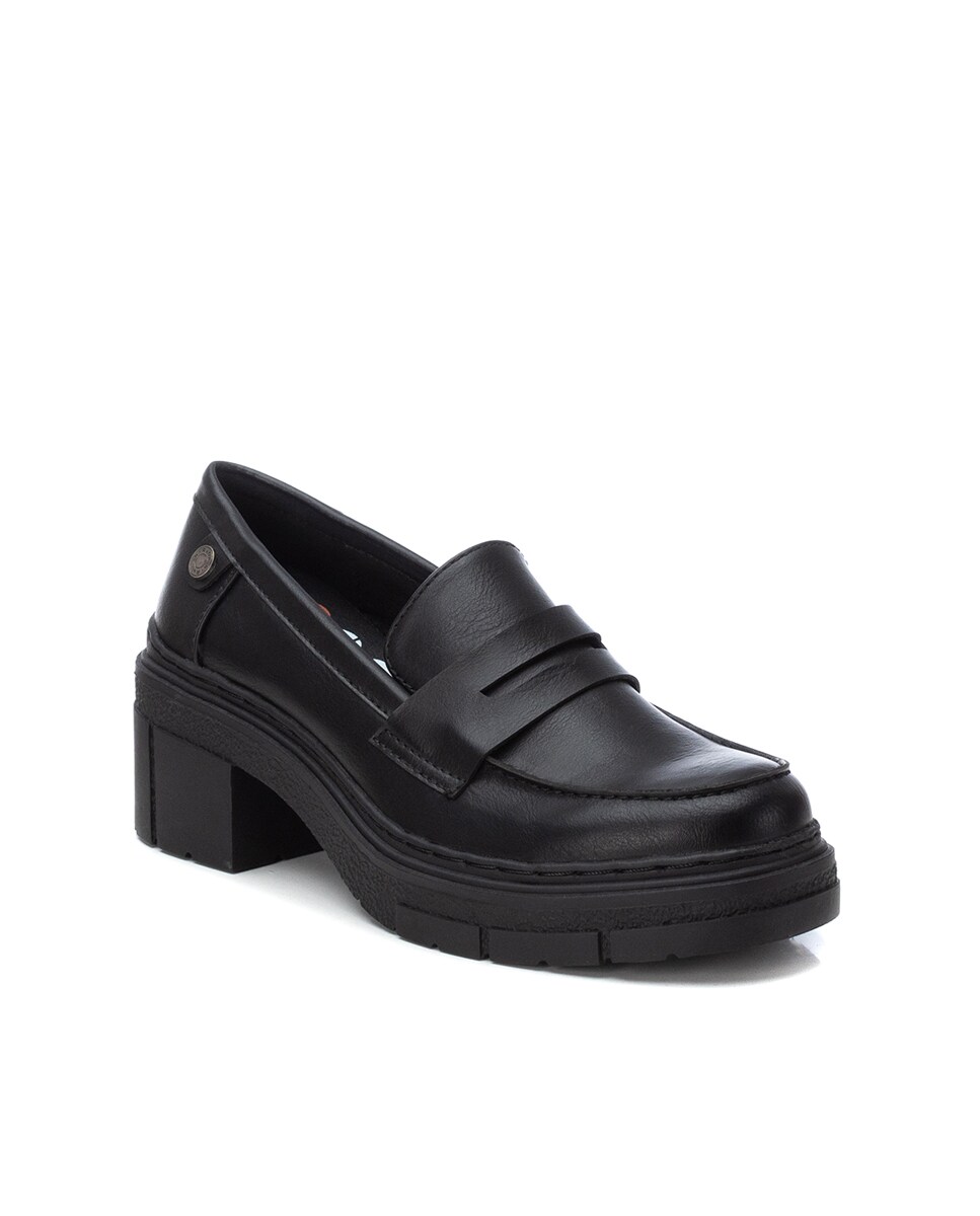 Mocassins com Salto Largo Preto-3