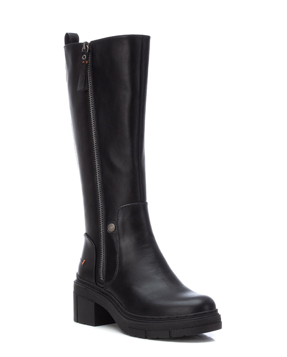 Botas Altas com Fecho Zip Lateral Preto-3