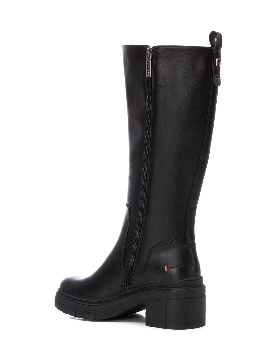 Botas Altas com Fecho Zip Lateral Preto-4