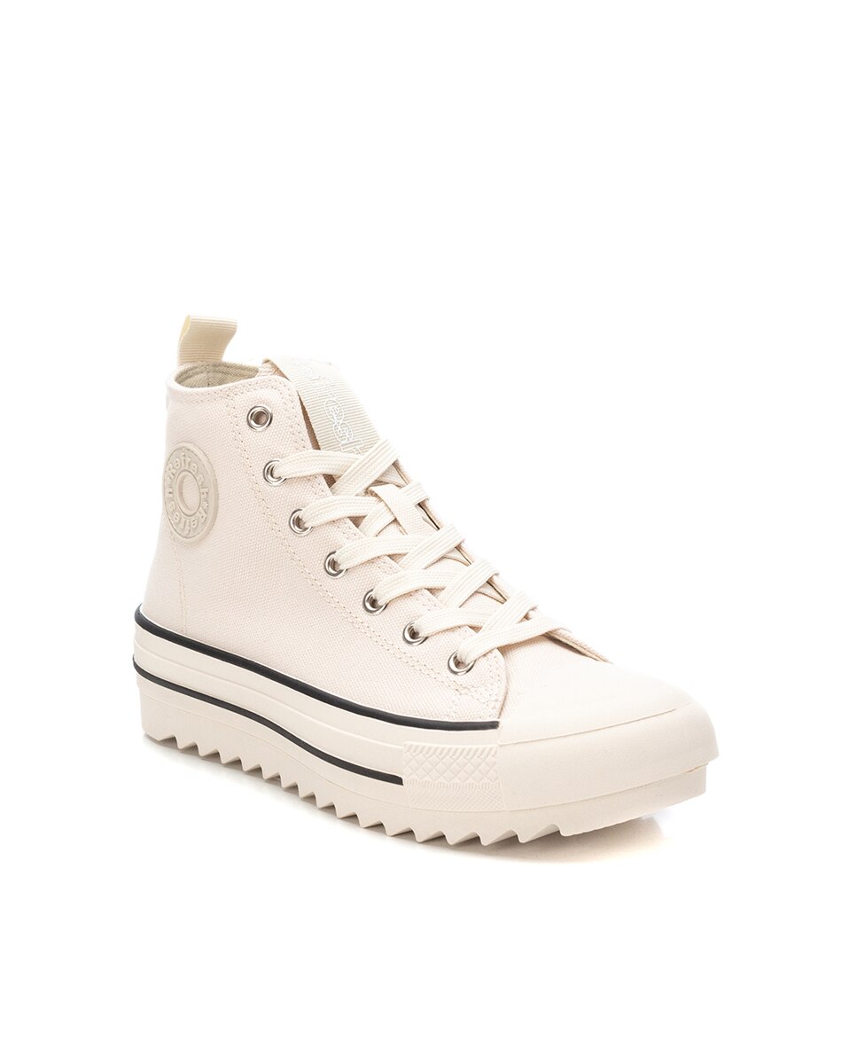 Botins Básicos com Cordões Bege-3