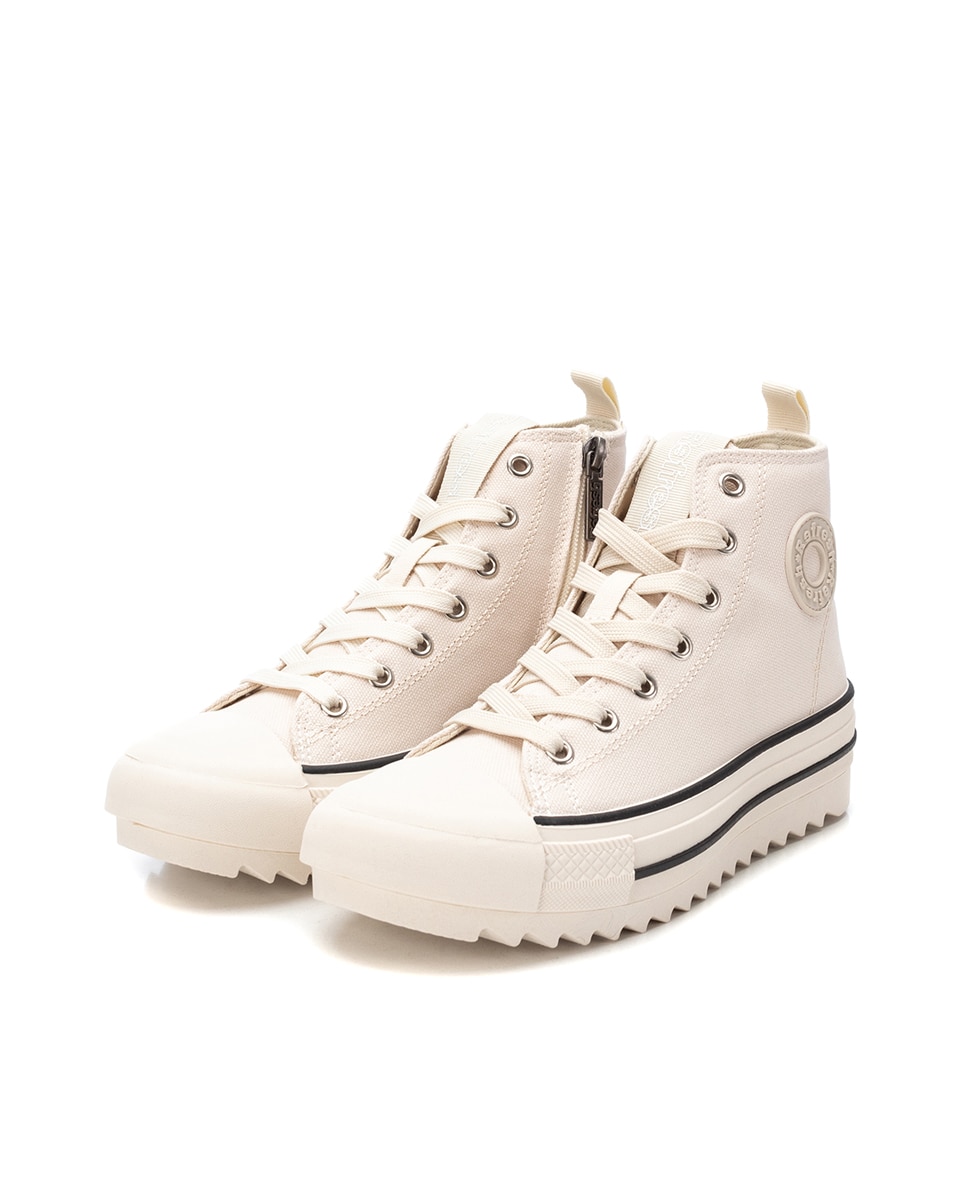 Botins Básicos com Cordões Bege-5