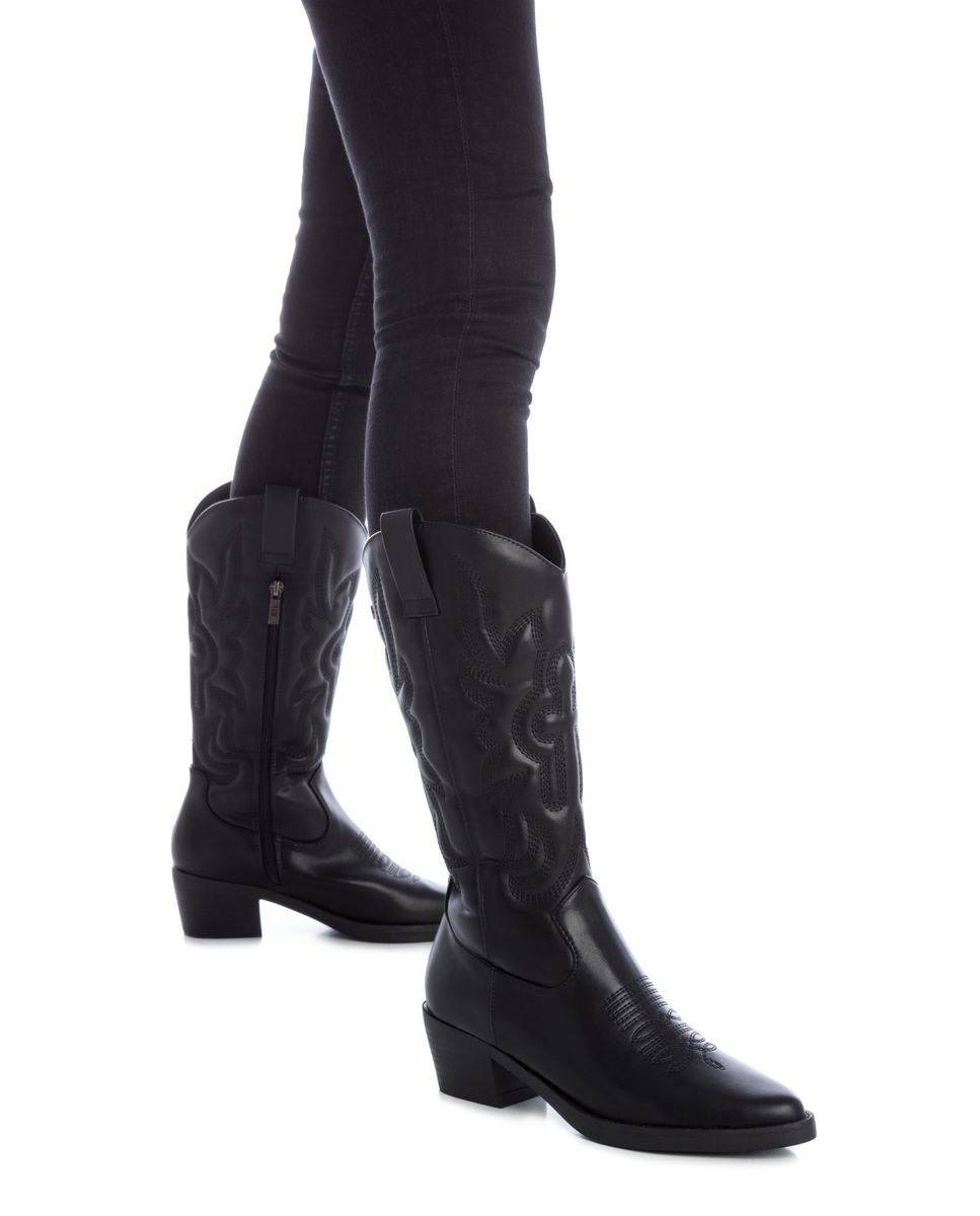 Botas Cowboy com Fecho Zip Preto-2
