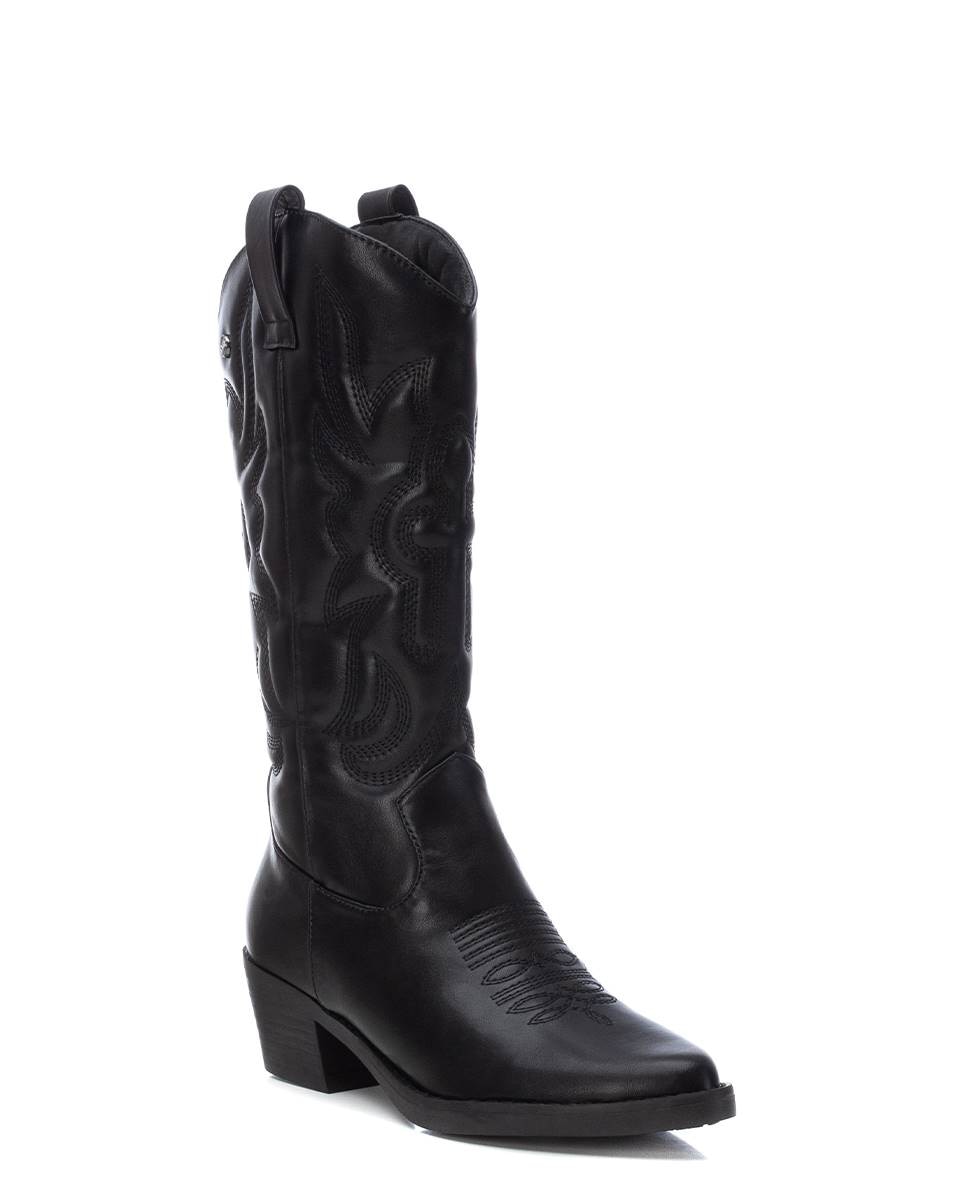 Botas Cowboy com Fecho Zip Preto-3