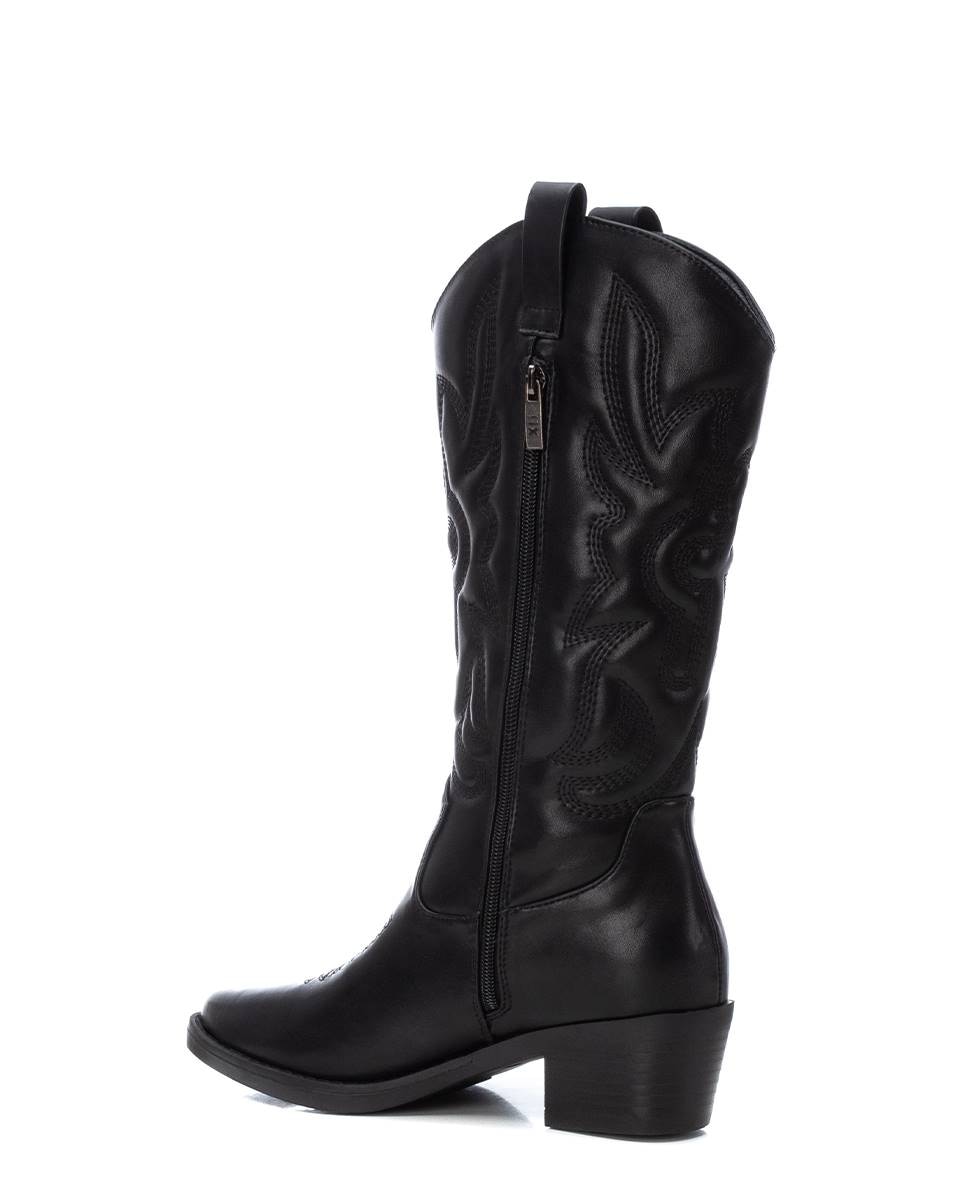 Botas Cowboy com Fecho Zip Preto-4
