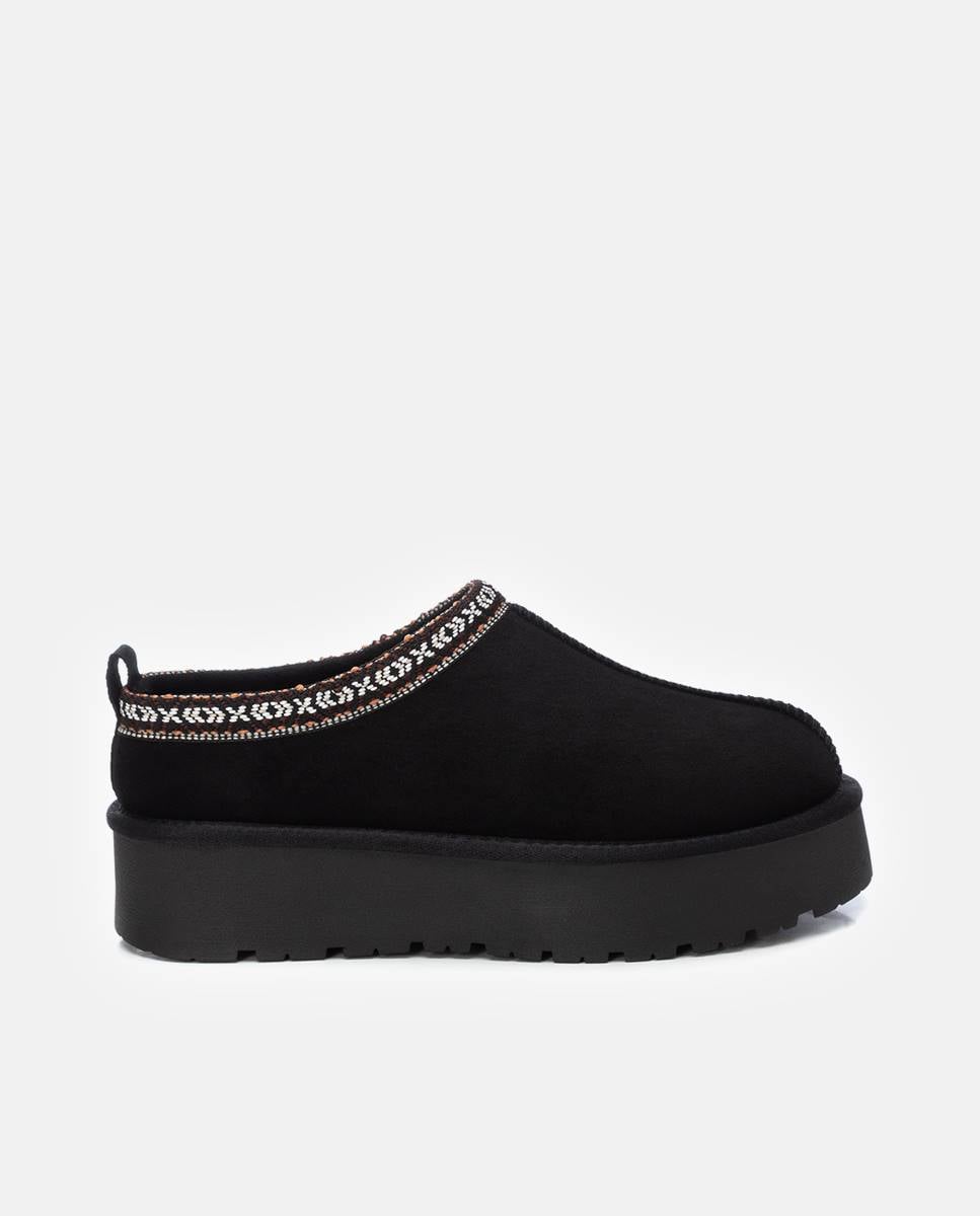 Sapatos Rasos com Sola Dupla Estilo Australiana Preto-1