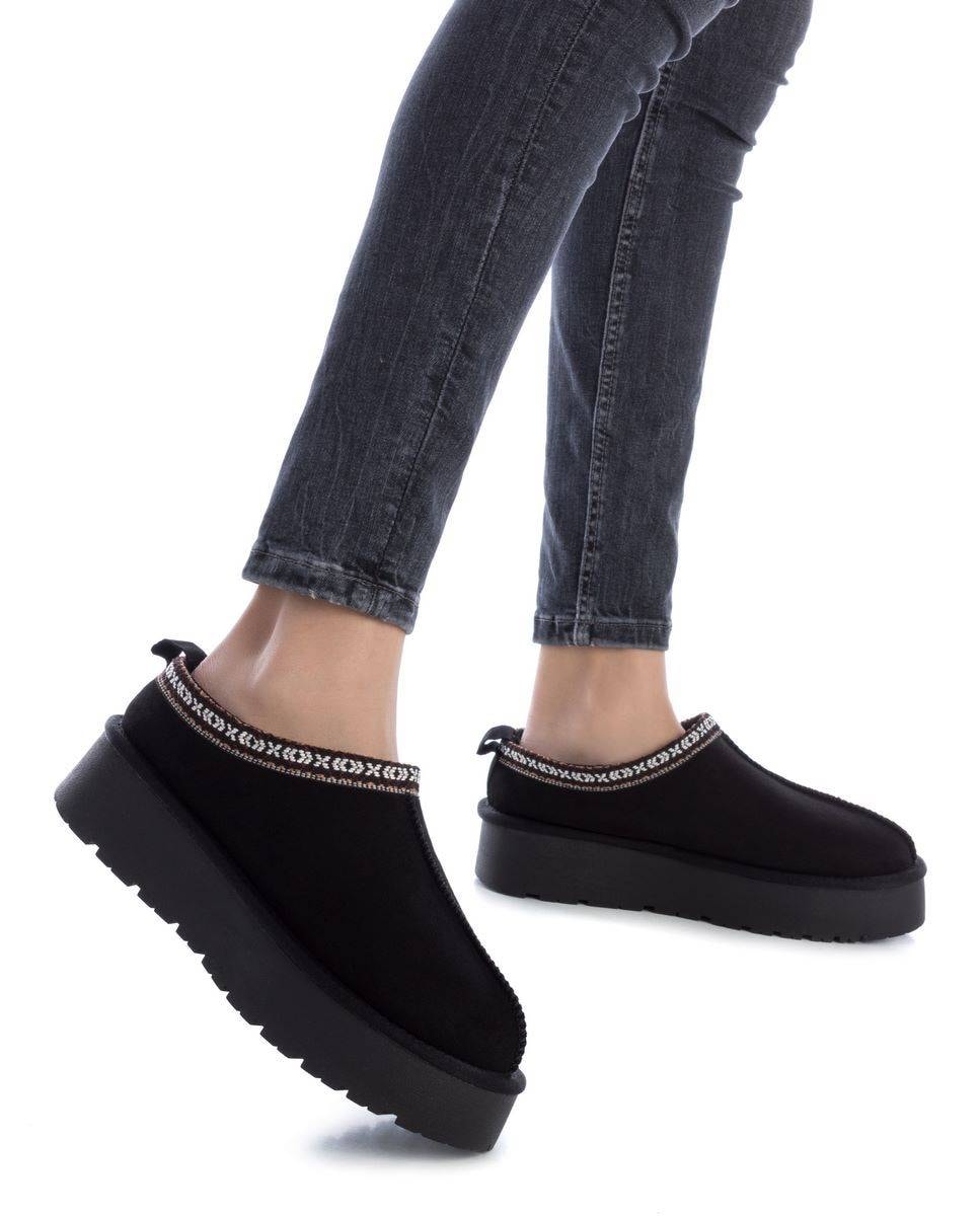 Sapatos Rasos com Sola Dupla Estilo Australiana Preto-2