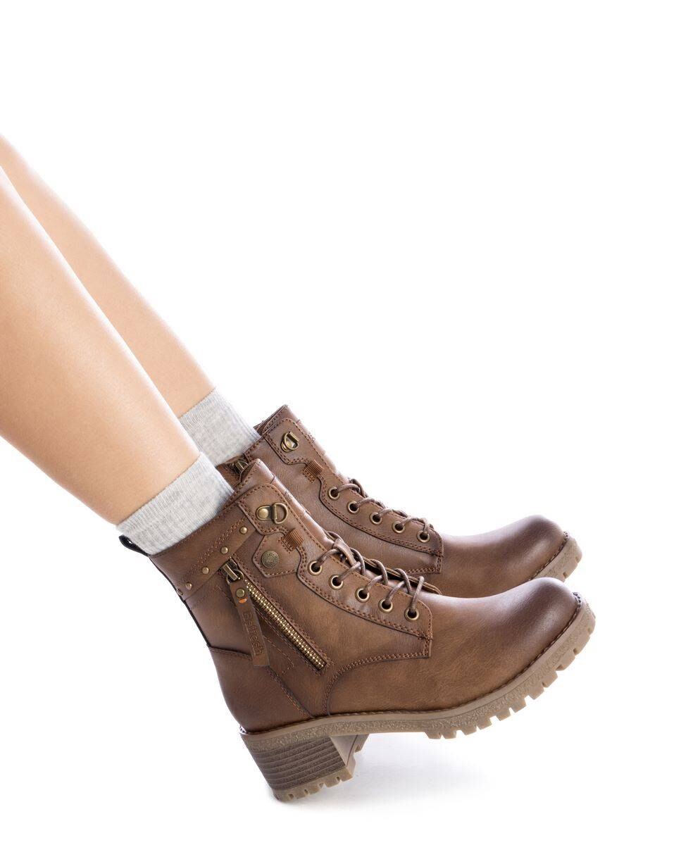 Botins com Atacadores e Fecho Zip Lateral Castanho-chocolate-2