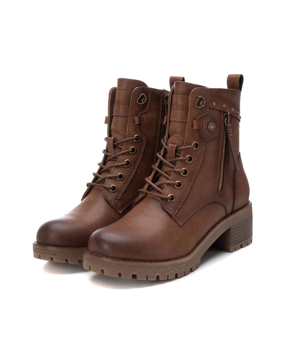 Botins com Atacadores e Fecho Zip Lateral Castanho-chocolate-5