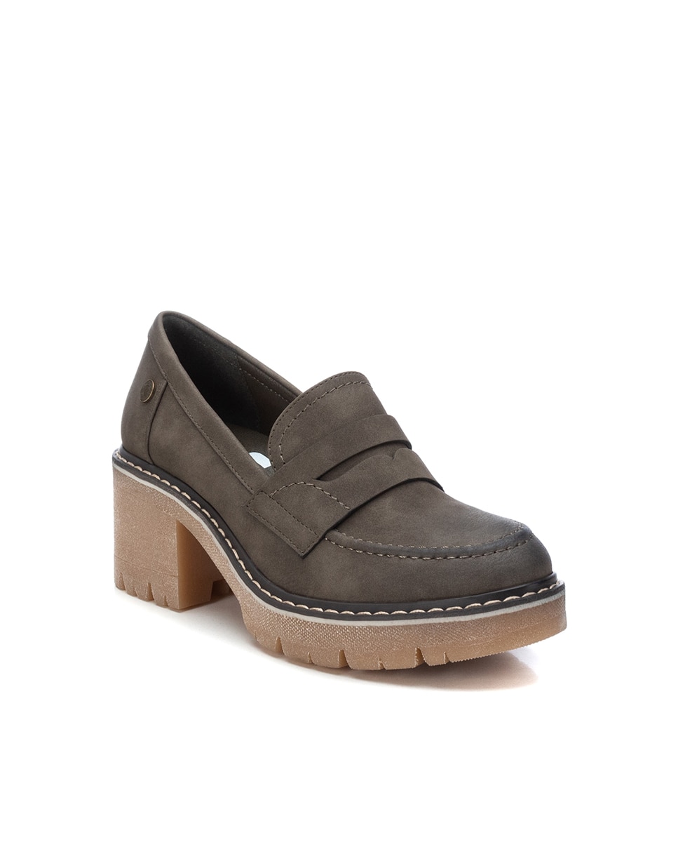 Mocassins com Salto Caqui-3