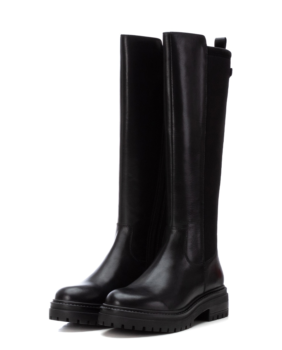 Botas com Fecho Zip de Pele Preto-5