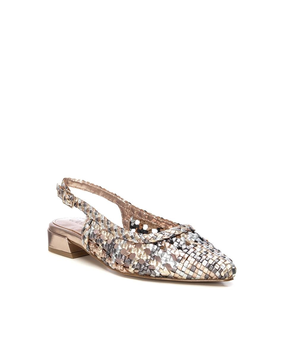 Sabrinas Rasas de Pele com o Calcanhar Aberto Nude-2