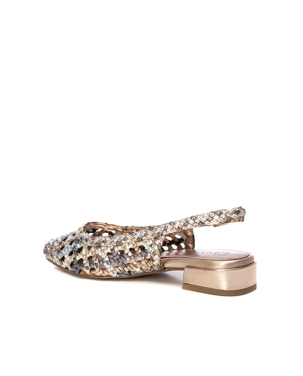 Sabrinas Rasas de Pele com o Calcanhar Aberto Nude-3