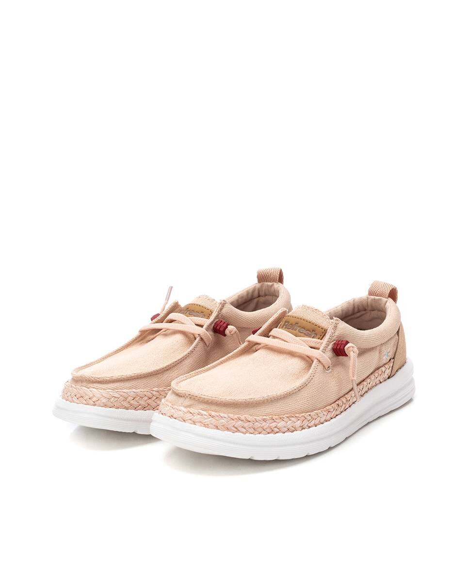 Sapatos Estilo Náutico de Lona Nude-5
