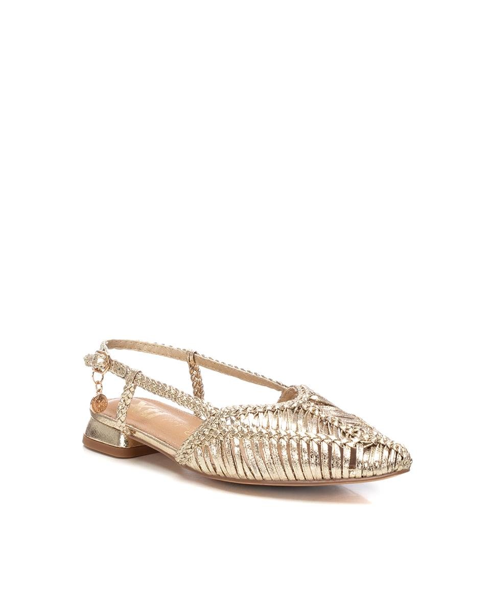 Sapatos Rasos Abertos Ouro-3