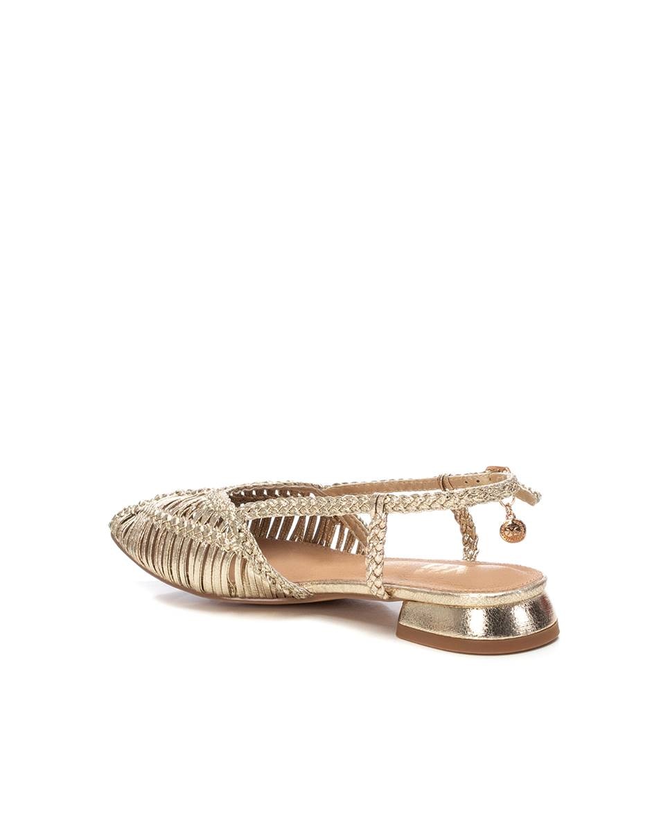 Sapatos Rasos Abertos Ouro-4