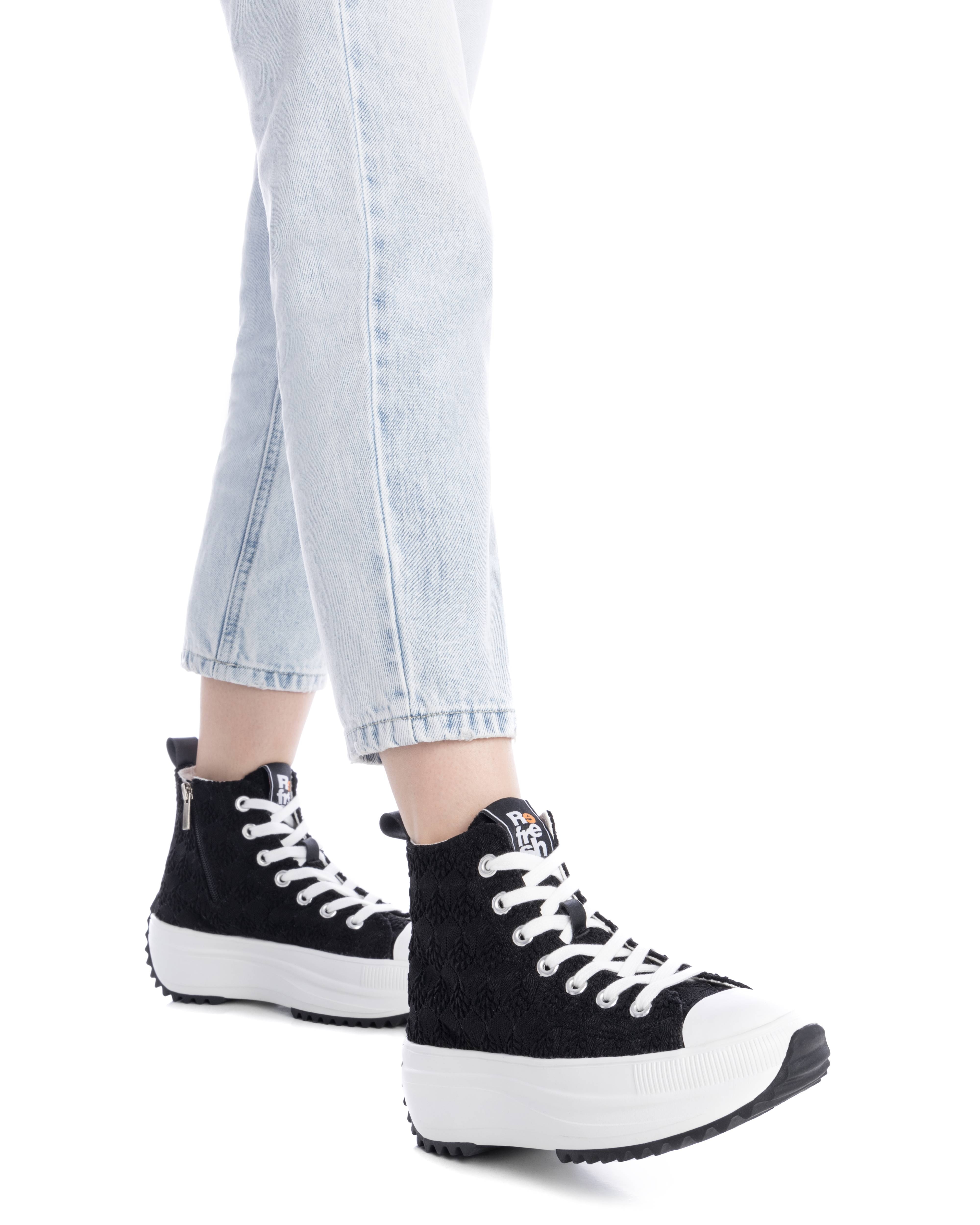 Sapatilhas de Lona com Fecho Zip Preto-2
