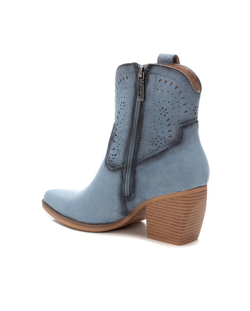 Botins com Salto e Fecho Zip Lateral Azul-4