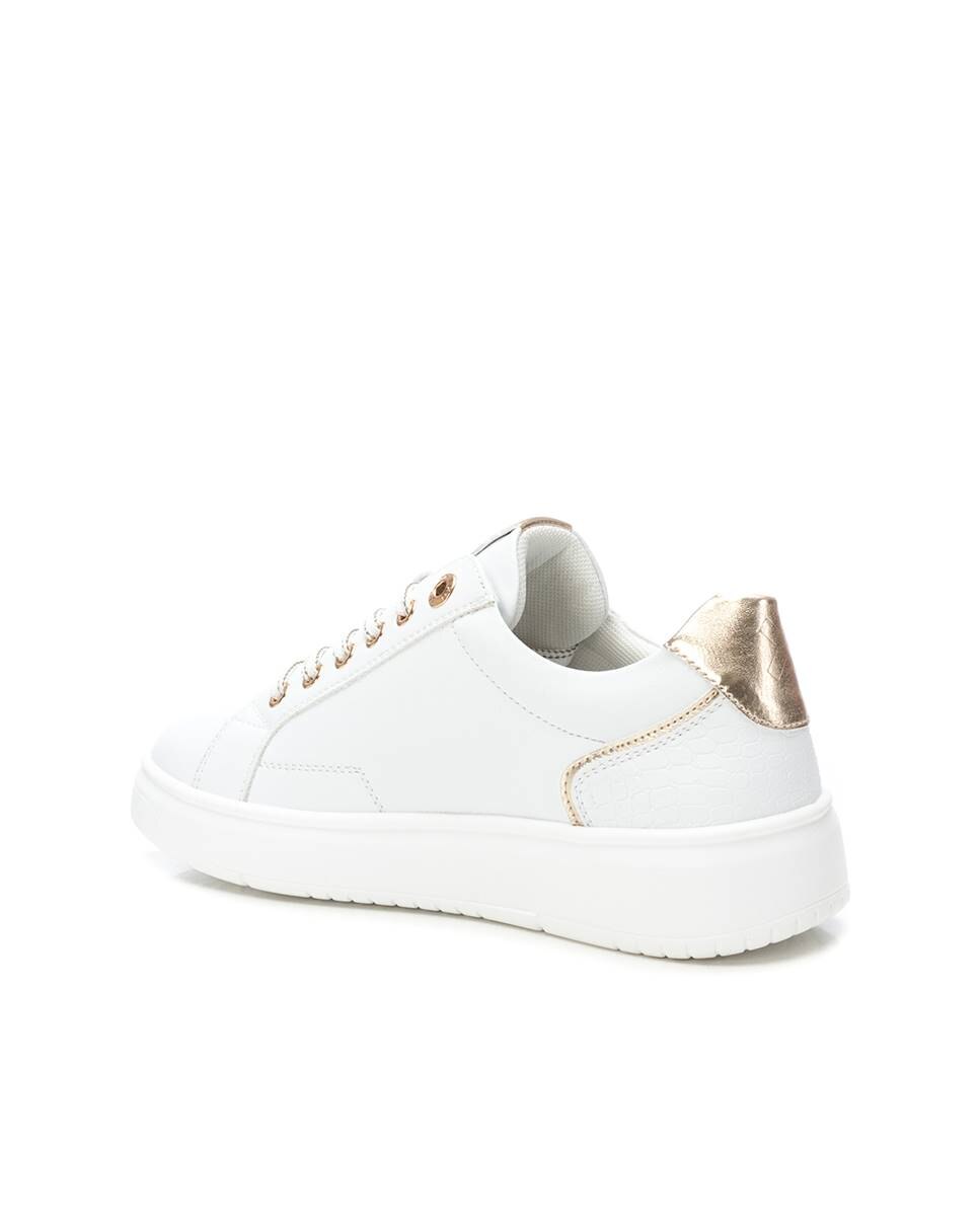 Sapatilhas Básicas com Fecho Zip Lateral Branco-4