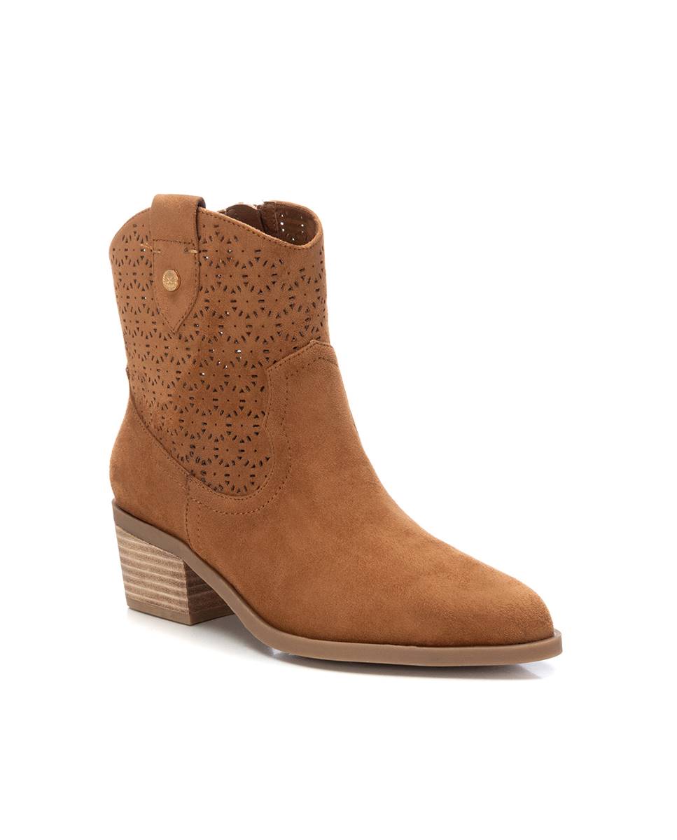 Botins com Salto e Fecho Zip Castanho-claro-3