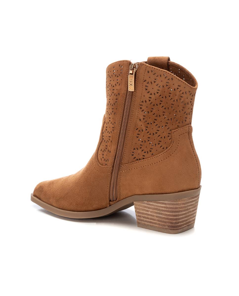 Botins com Salto e Fecho Zip Castanho-claro-4
