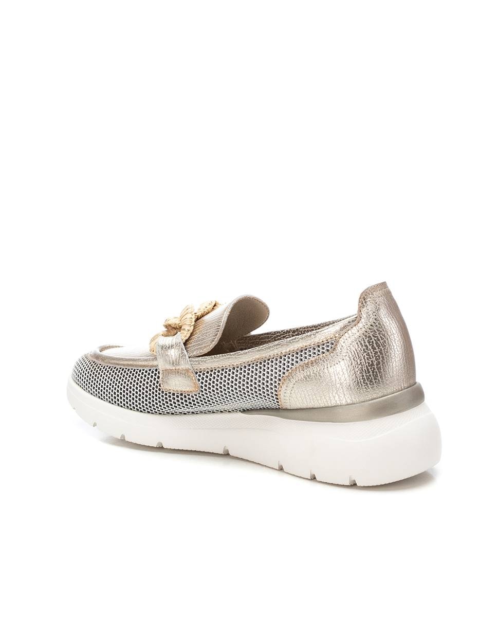 Mocassins de Pele com Sola de Borracha Dourado-4