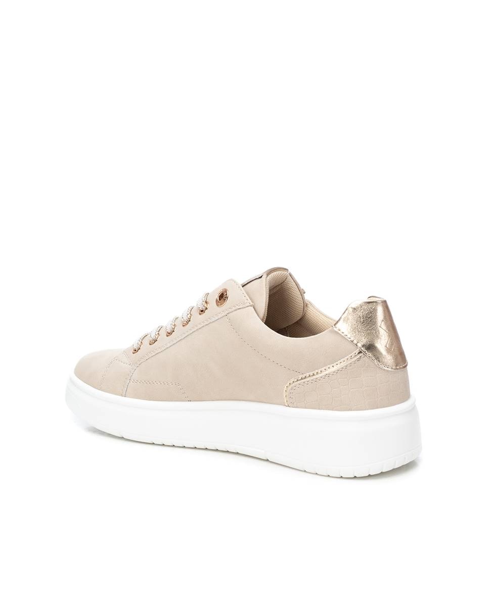 Sapatilhas Básicas com Fecho Zip Lateral Bege-4