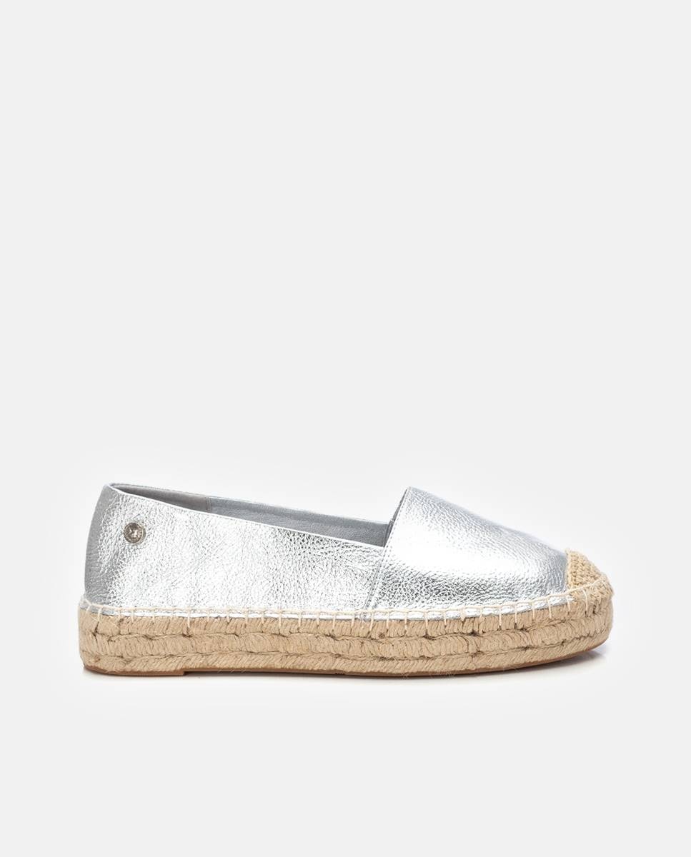 Alpercatas Rasas Metalizadas com Sola de Juta Prata-1
