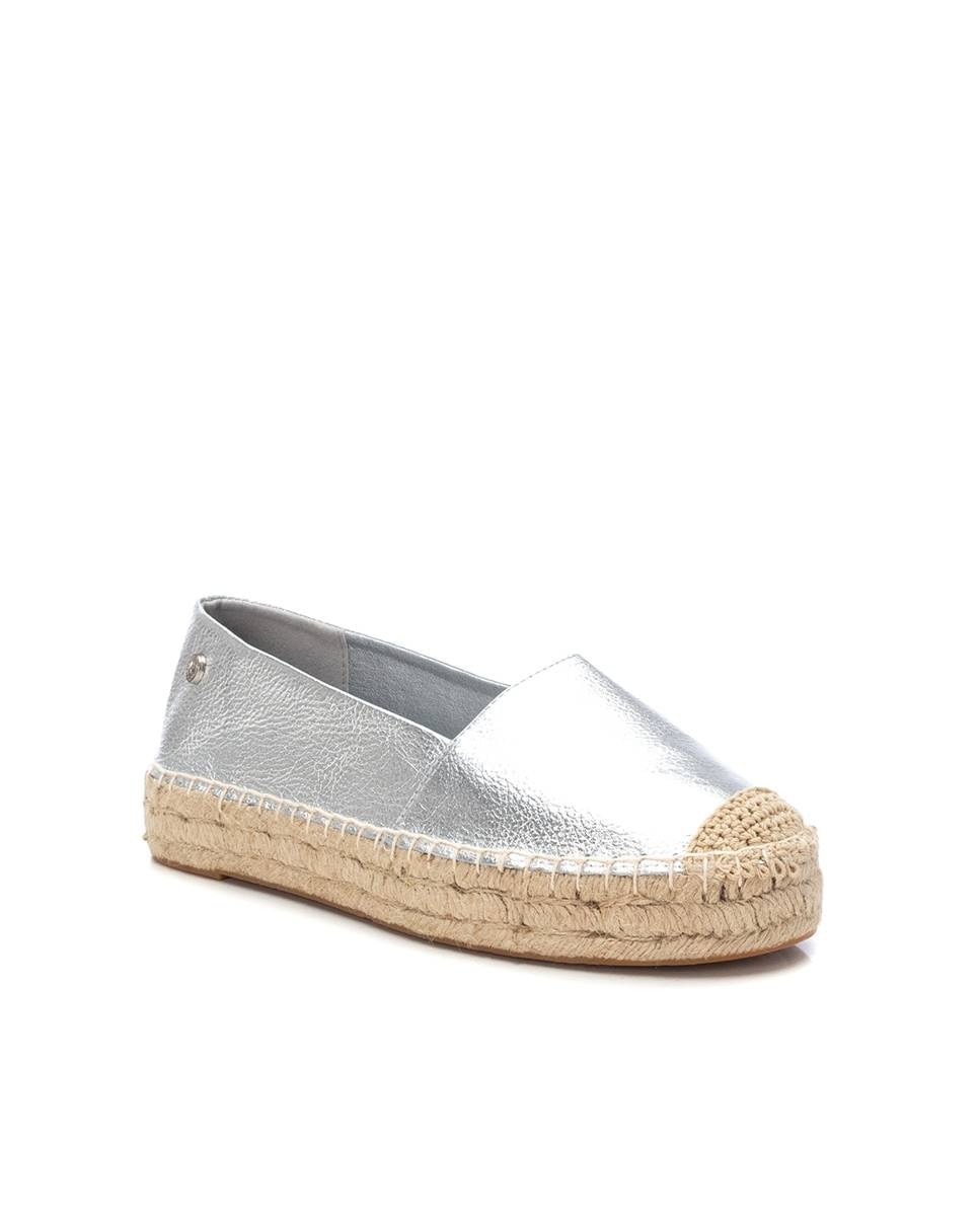 Alpercatas Rasas Metalizadas com Sola de Juta Prata-3