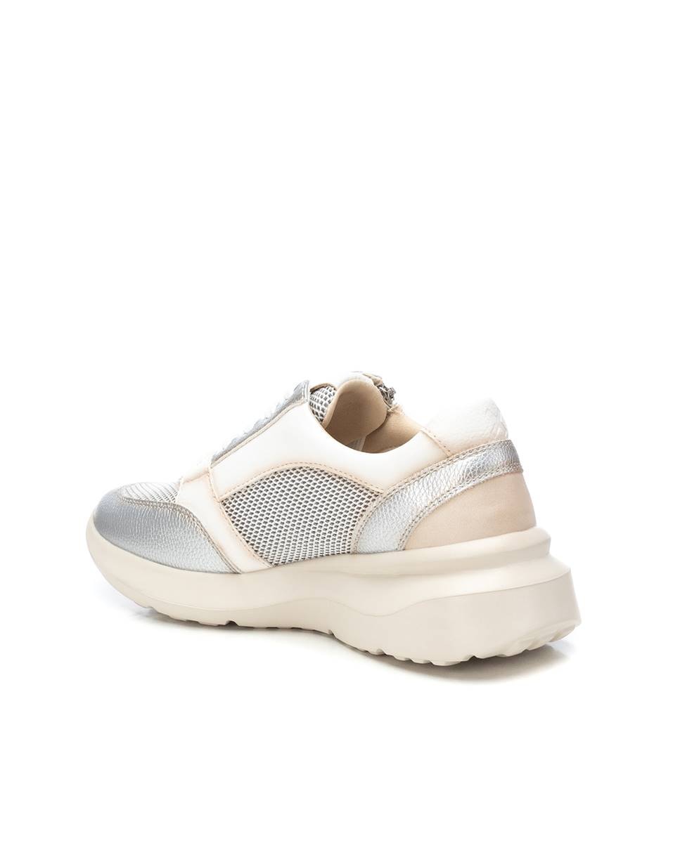 Sapatilhas Desportivas com Atacadores e Fecho Zip Lateral Prata-4