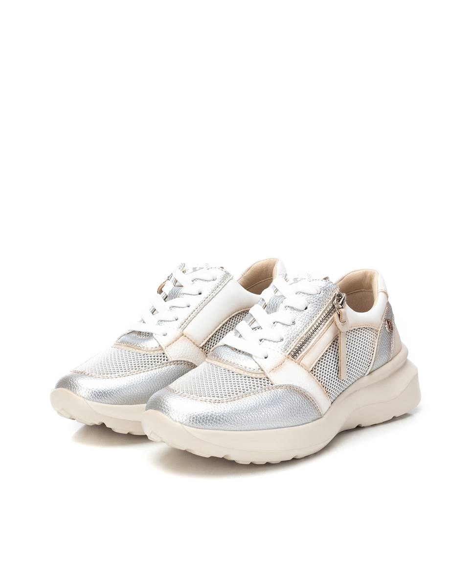Sapatilhas Desportivas com Atacadores e Fecho Zip Lateral Prata-5
